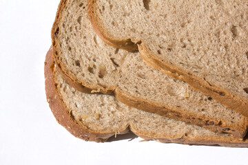 whole grain bread isolated white background.