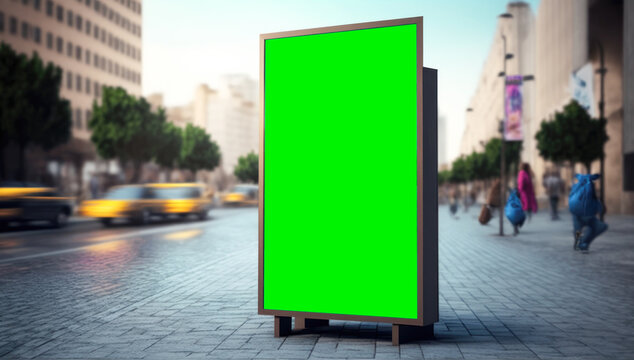 Generative AI illustration of a advertising poster billboard mockup on the city