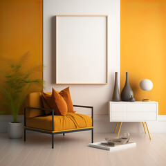 Frame mockup in modern home interior background, Generative AI