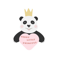 Panda vector illustration. Baby panda. Print on children's clothing. 