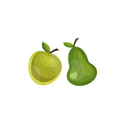 voluminous apple and pear.vector fruit illustration