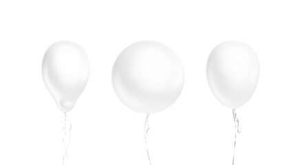 Blank white round balloon flying mockup, different types