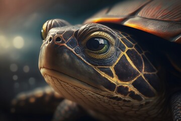 Close up of a turtle, generative ai