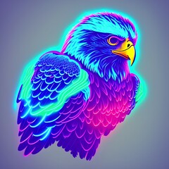 Obraz premium Cute neon eagle with - generative ai
