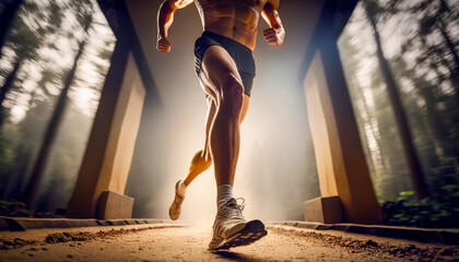 Revitalize Your Soul, a Man Running in a Forest, Generative AI