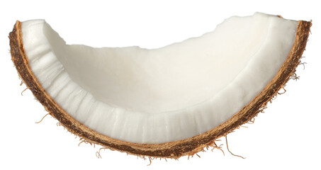 Fresh coconut meat isolated on white background. - 578349581