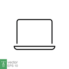 Laptop line icon. Linear symbol with thin outline. Notebook, computer, pc, desktop, portable device concept. Vector illustration isolated on white background. EPS 10.