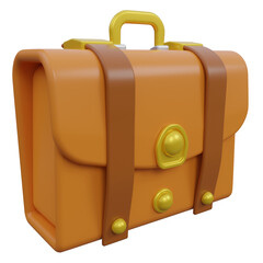 briefcase 3d icon illustration with transparent background