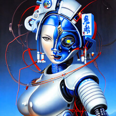 portrait of a chinese cyborg woman