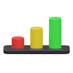 bar chart 3d icon illustration with transparent background