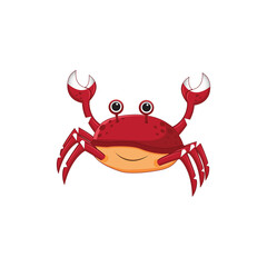 Crab design. Marine animals underwater. Colorful, cute illustrations for clothes, pictures, wallpapers for kids. PNG