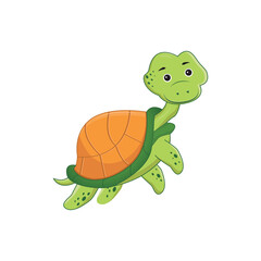 Turtle design. Marine animals underwater. Colorful, cute illustrations for clothes, pictures, wallpapers for kids. PNG