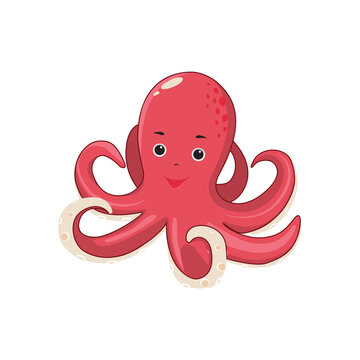 Octopus design. Marine animals underwater. Colorful, cute illustrations for clothes, pictures, wallpapers for kids. PNG