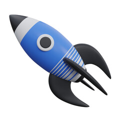 rocket 3d icon illustration with transparent background