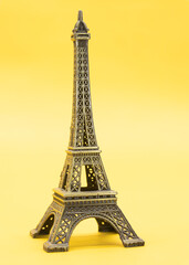 Eiffel Tower, Paris. France. Isolated in yellow background