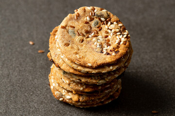 Gluten Free, Healthy cookies made with whole grain flour and flax, sunflower, pumpkin and sesame seeds. Natural home food products for your health suitable for vegans.