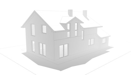 Sketch of a house 3d illustration