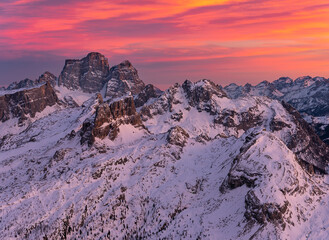 Spectacular Views of the Mountain Peaks of the Dolomites Alps