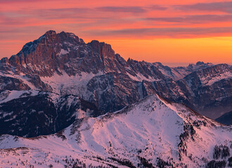 Spectacular Views of the Mountain Peaks of the Dolomites Alps