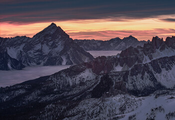 Spectacular Views of the Mountain Peaks of the Dolomites Alps