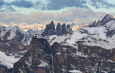 Spectacular Views of the Mountain Peaks of the Dolomites Alps