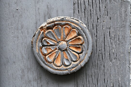 Old wooden door ornamental detail