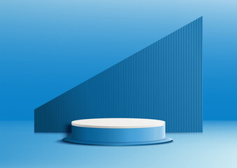 Display podium product light blue and white podium. Abstract 3D product background soft blue rendering. Stage for product.