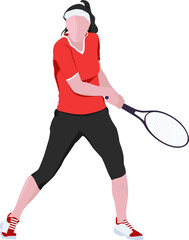 Obraz na płótnie Canvas Woman tennis player flat design.