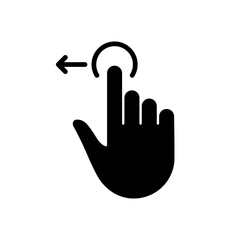 Fototapeta premium Hand Finger Swipe and Drag Left Silhouette Icon. Pinch Screen, Rotate on Screen Glyph Pictogram. Gesture Slide Left Icon. Isolated Vector Illustration