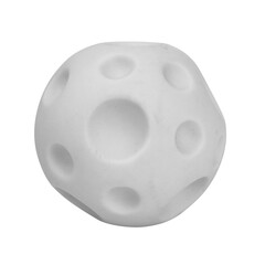 photo of toy ball with craters on a bright background, the concept of conquest of space and new planets