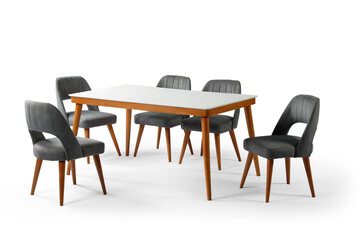 table and chair isolated on a white background . dinning table 