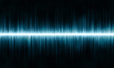 Blue abstract sound waves on black background.