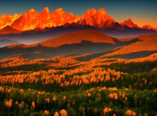Mountain landscape during sunset