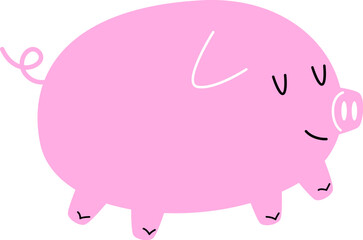 Hand drawn abstract pig flat illustration Wild animal design element