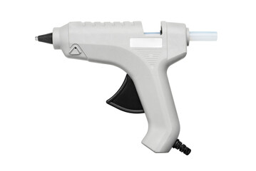 Electric hot thermal melt glue gun Isolated on a white background. - obrazy, fototapety, plakaty