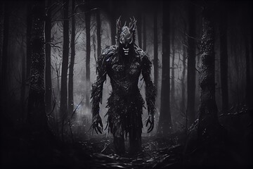 Fototapeta na wymiar Dark Creepy Horror Monster In The Woods ,. Generative AI