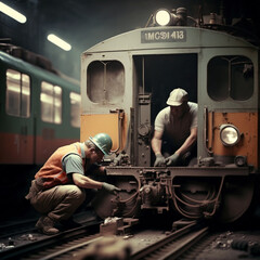 Fototapeta na wymiar Infrastructure workers, train workers, subway 