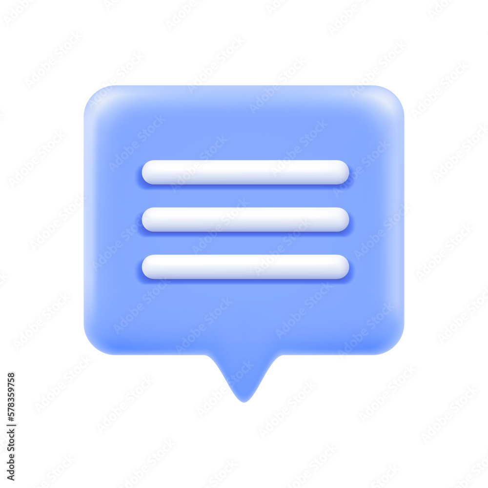 Poster Chat or dialog box, isolated speech or thought bubble with lines. Talking and communication, interaction and speaking. 3d icon style vector illustration