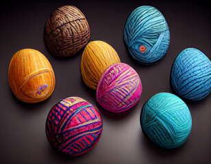 Fototapeta na wymiar Colorful knitted Easter eggs