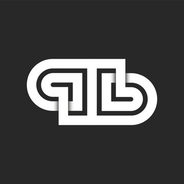 Initials letters qb logo monogram artistic pattern, overlapping parallel lines, two letters q and b endless shape identity black and white logotype.