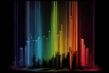 Rgb Neon Strands Producing A Rainbow On A Black Backdrop. Generative AI