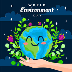 World Environment Day. Hand hold the perfect world.