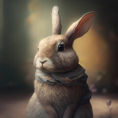 Rabbit in the garden. Created with generative AI technologies