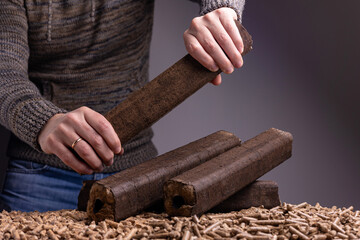 Production of wood pellets. A type of wood fuel. Used in boilers of central heating systems