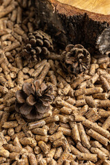 Production of wood pellets. A type of wood fuel. Used in boilers of central heating systems