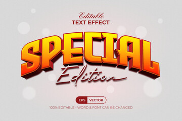 3D Text Effect Curved Style. Editable Text Effect Orange Color Style