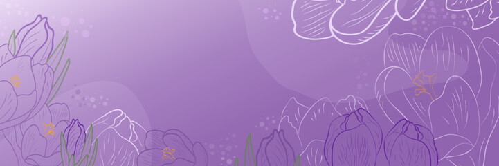 Purple Floral Background with Crocuses