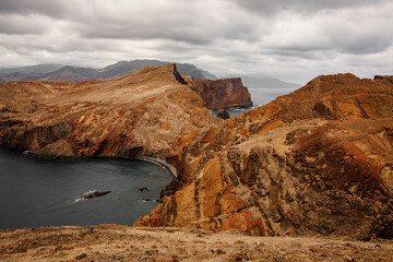 Autumn Landscape of Madeira island - Ponta de sao Lourenco cliffs.