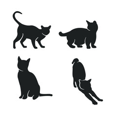 cat silhouette vector design set.
