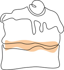 Piece of cake with color spot Dessert